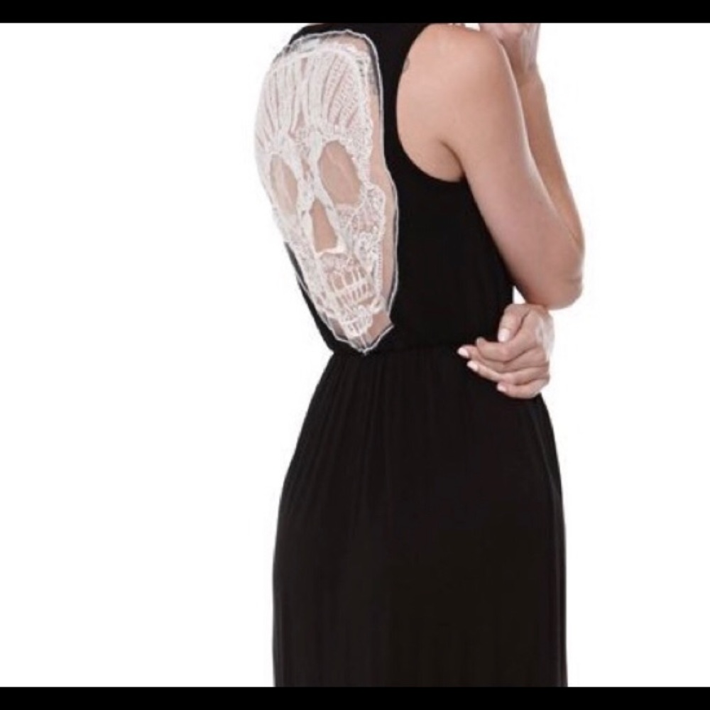 Sheer back skull maxi dress